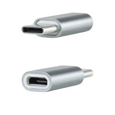 Nanocable Adaptador USB-C a Micro USB, Aluminio, Gris
